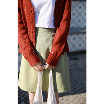 Flower Ji green skirt H-shaped legs high waist plaid skirt women 2021 Spring short plaid skirt Q070