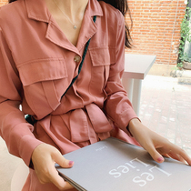 Huaji slit shirt dress trend dress Korean version of long slim temperament 2021 spring new Q013