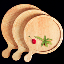 Pizza plate tray Wooden pizza plate Oak tray Western cut bread snack Commercial solid wood round pizza plate