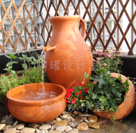 中心龙首页 >> 宜兴景观陶罐设计工作室 >> 水景阳台-流水组合-陶罐