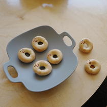 Smiley face bagel brooch refrigerator sticker miniature bread