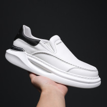 Real Leather Headlayer Bull Leather Mens Shoes 2022 Spring Summer New Shoes Mens Korean Version Trendy Casual Little White Shoes Board Shoes