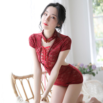 Short skirt super spicy dress is very spicy one-piece slim charm dress set stunning streamer lace cheongsam