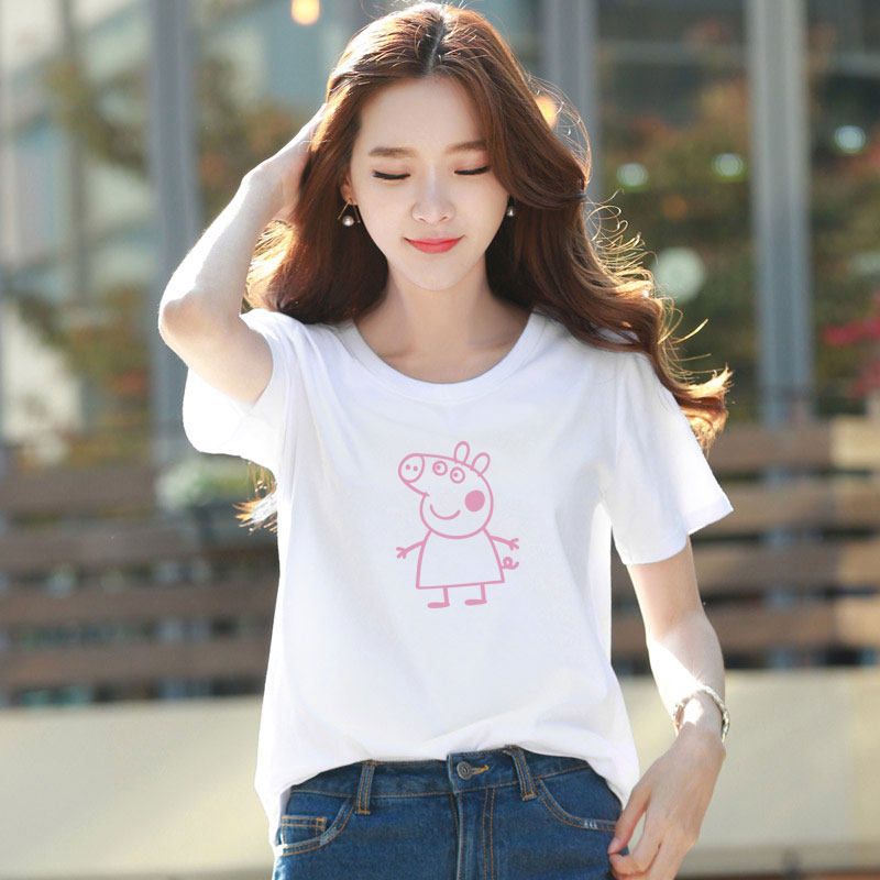 小猪佩奇短袖t恤女上衣夏韩版打底抖音同款网