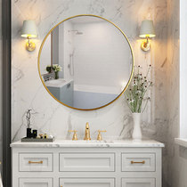 Aluminum alloy bathroom mirror Bathroom makeup mirror Wall-mounted mirror Toilet bathroom mirror Nordic style round mirror