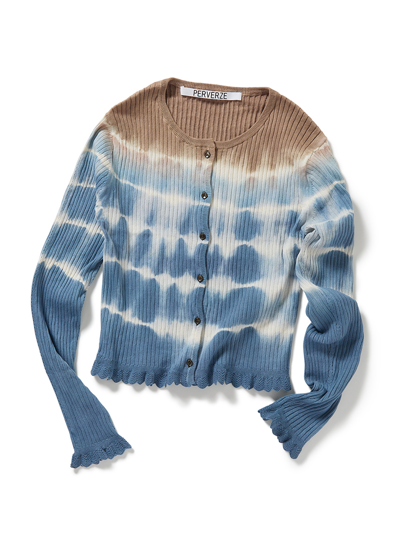 日本代购perverze Dip-dye Rib Knit Cardigan浸染罗纹针织开衫