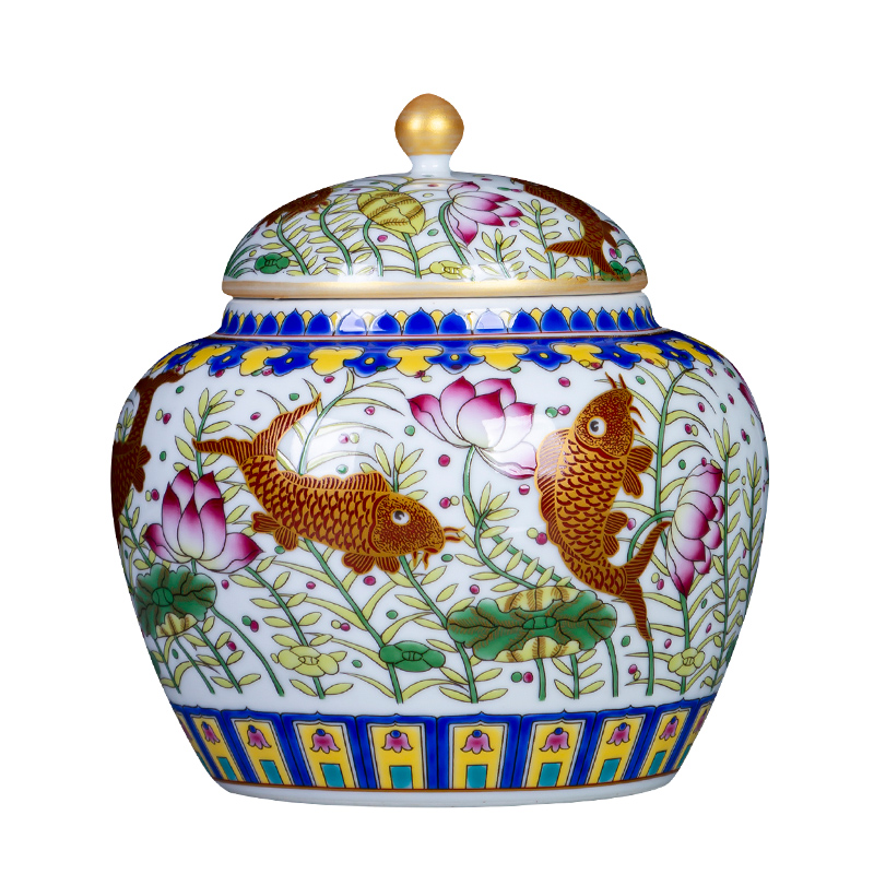 Jingdezhen ceramic every year more than loose tea caddy fixings storage POTS household receive sealed container grains storage tank