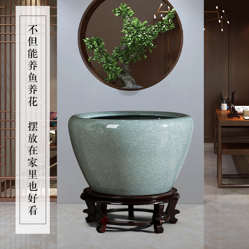 Jingdezhen ceramics aquariums antique gold tortoise cylinder water lily grass cooper hydroponic king home furnishing articles