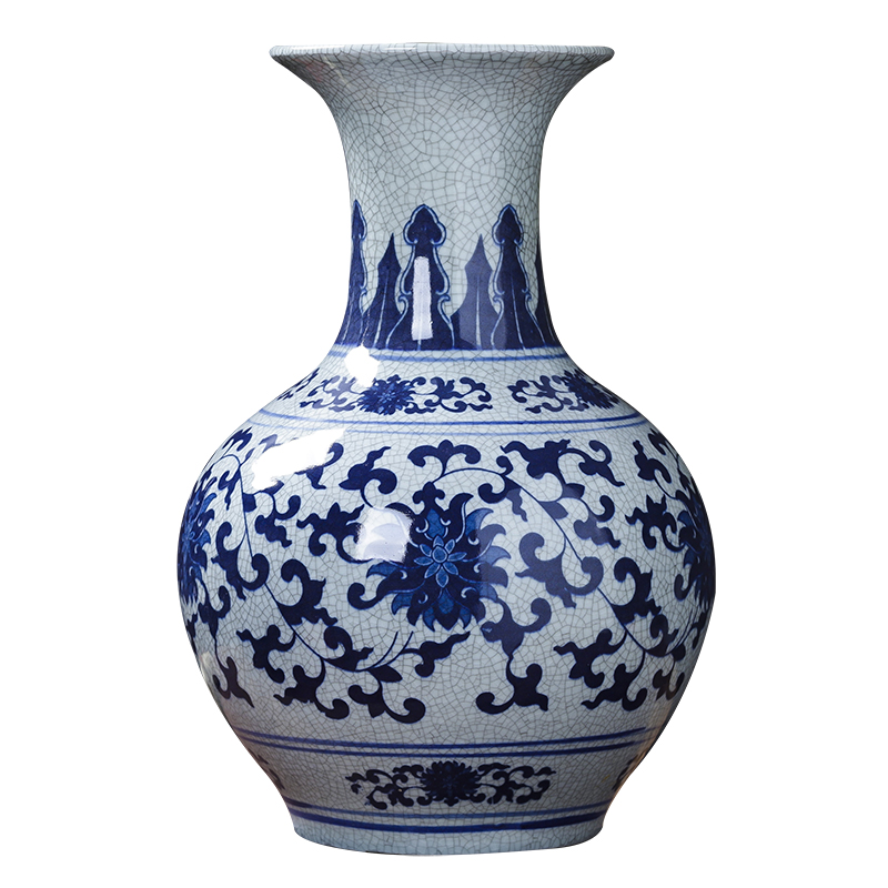 Jingdezhen porcelain ceramic large blue and white porcelain vase guanyao new Chinese style household furnishing articles archaize sitting room adornment