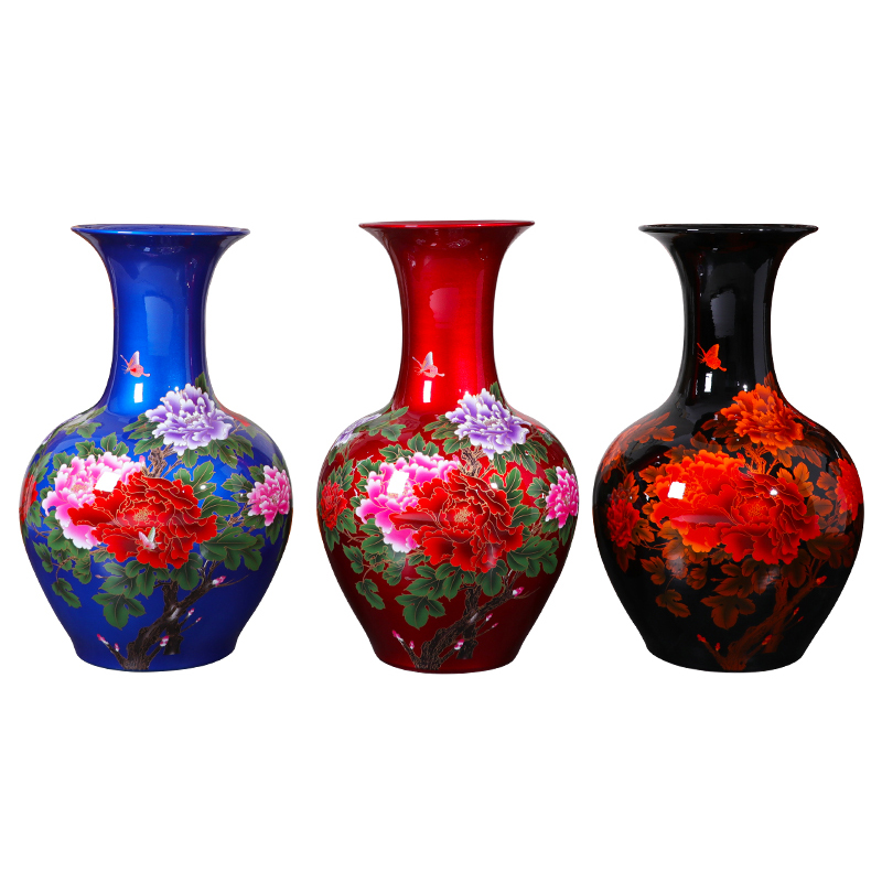 Jingdezhen ceramics high ground vase large crystal glaze bottle of modern home decoration villa decoration furnishing articles