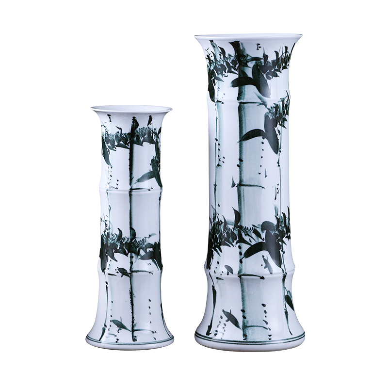 Jingdezhen ceramics lucky bamboo vases, flower arranging furnishing articles of modern Chinese style household living room straight hydroponic ornaments