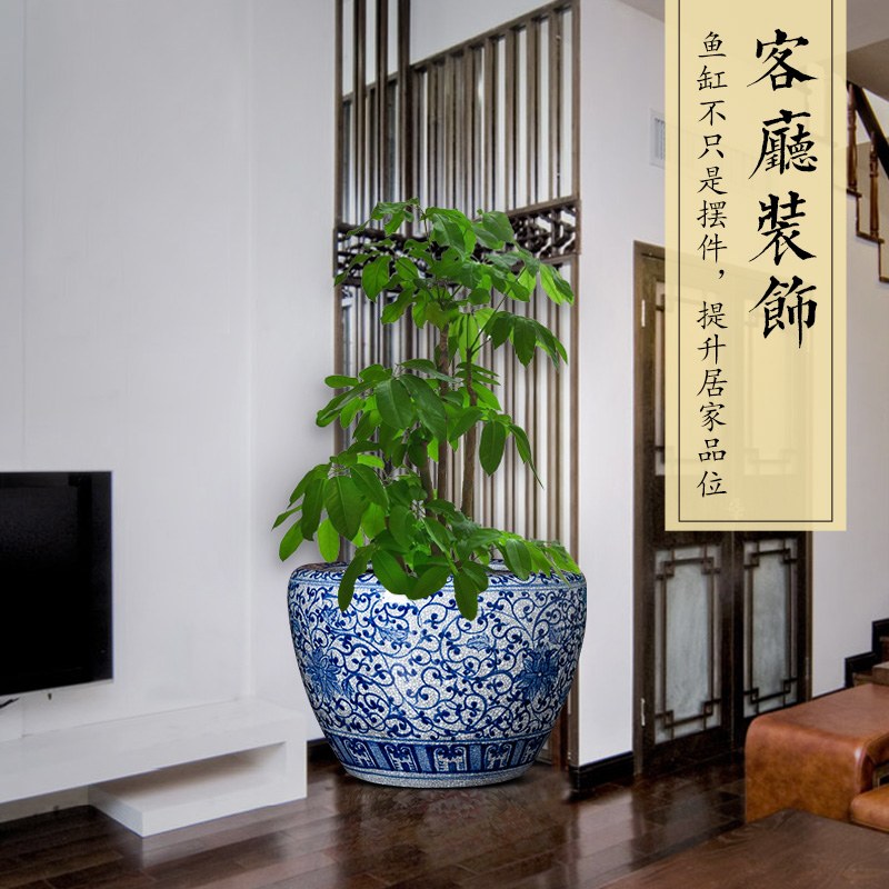 Blue and white porcelain of jingdezhen ceramics antique hand - made large aquarium calligraphy and painting scroll to receive the sitting room of Chinese style household furnishing articles