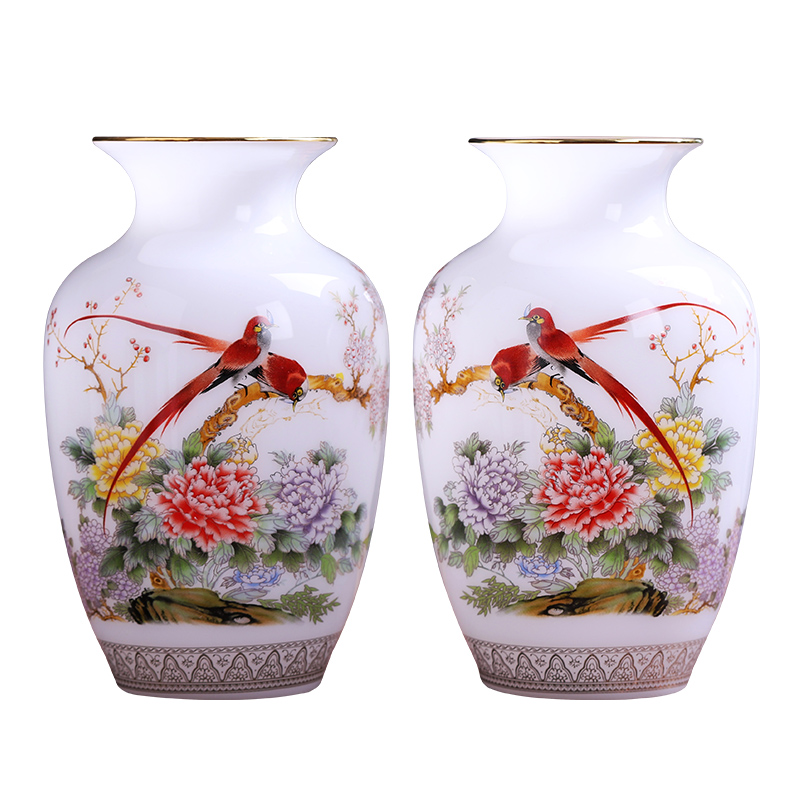 Jingdezhen ceramics powder enamel vase jade porcelain for bottle home flower arranging wine rich ancient frame sitting room adornment is placed