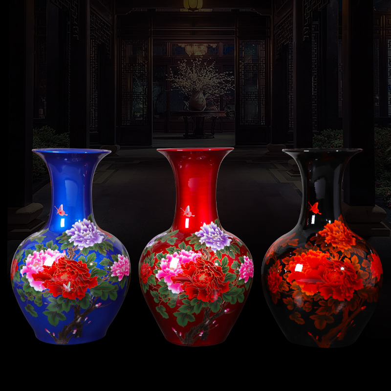 Jingdezhen ceramics high ground vase large crystal glaze bottle of modern home decoration villa decoration furnishing articles