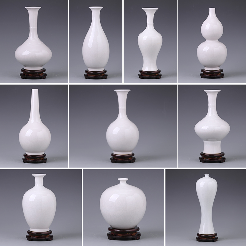 Jingdezhen ceramics furnishing articles sitting room of I and contracted white vase flower arrangement home wine rich ancient frame adornment