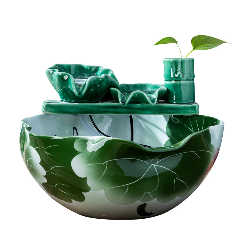 Jingdezhen chinaware lotus water furnishing articles air humidification water aquarium home office decorations