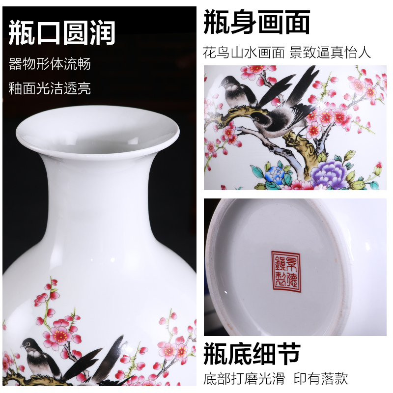 Blue and white porcelain of jingdezhen ceramics lucky bamboo vases, flower arrangement sitting room adornment of Chinese style household TV ark, furnishing articles