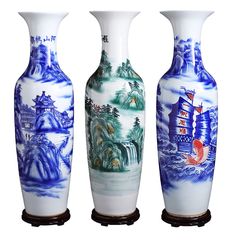 Jingdezhen ceramics hand - made splendid sunvo large ground of blue and white porcelain vase sitting room adornment is placed hotel