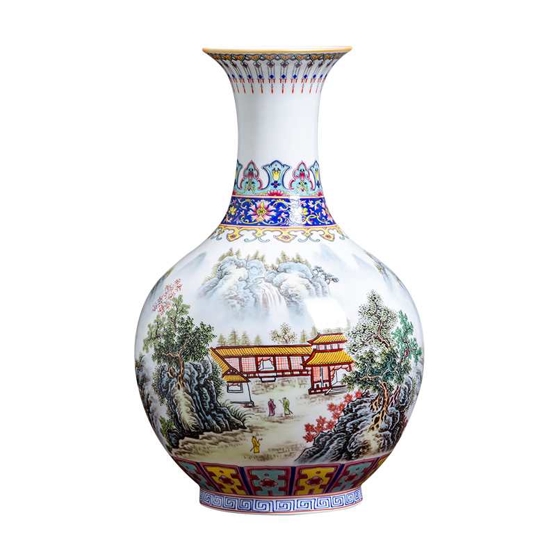 Jingdezhen porcelain ceramic pastel landscape Chinese vase furnishing articles home sitting room TV ark adornment ornament