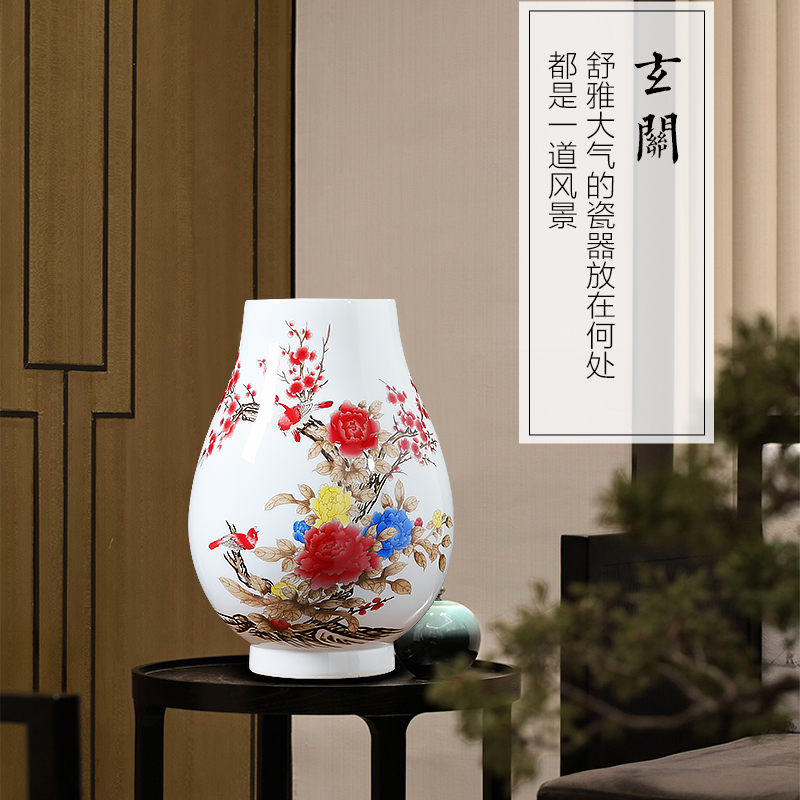 Jingdezhen ceramics powder enamel peony flowers in the vase is placed the new Chinese style big hydroponic home sitting room adornment