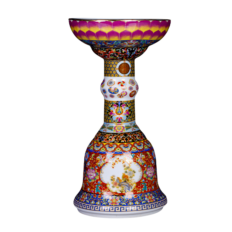 Jingdezhen ceramics imitation the qing yongzheng colored enamel vase archaize sitting room of Chinese style household adornment is placed a lotus