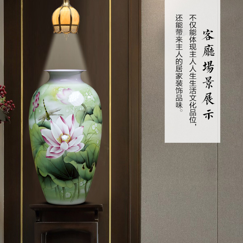 The Master of jingdezhen ceramics hand - made lotus big knife clay vases, new Chinese style home sitting room adornment is placed