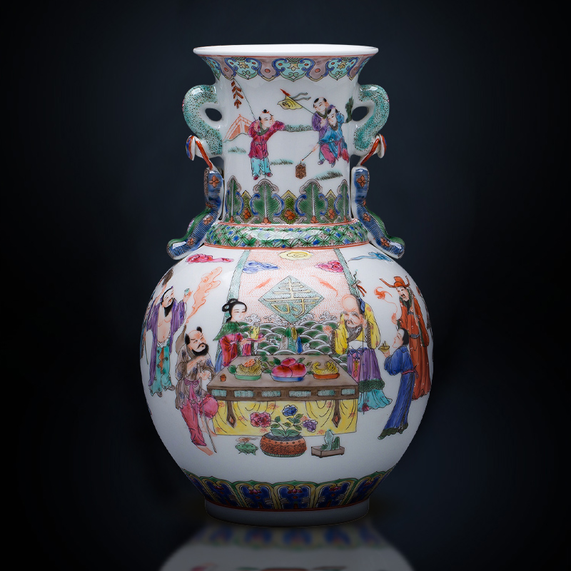 Jingdezhen ceramics hand - made porcelain vase characters of modern Chinese style home wine sitting room adornment is placed