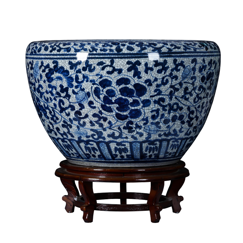 Jingdezhen porcelain ceramic hand - made archaize large blue and white porcelain to raise a goldfish bowl sitting room courtyard hydroponic restoring ancient ways furnishing articles