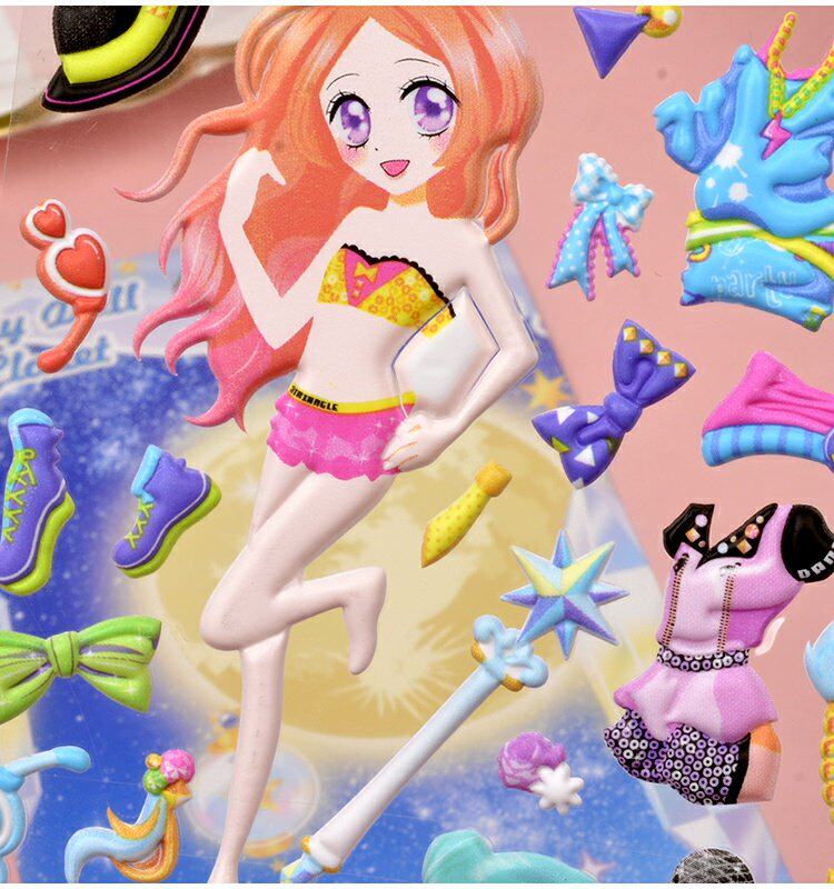 换装贴纸女孩宝宝3d立体贴画儿童玩具可爱卡通美人鱼公主小贴贴纸