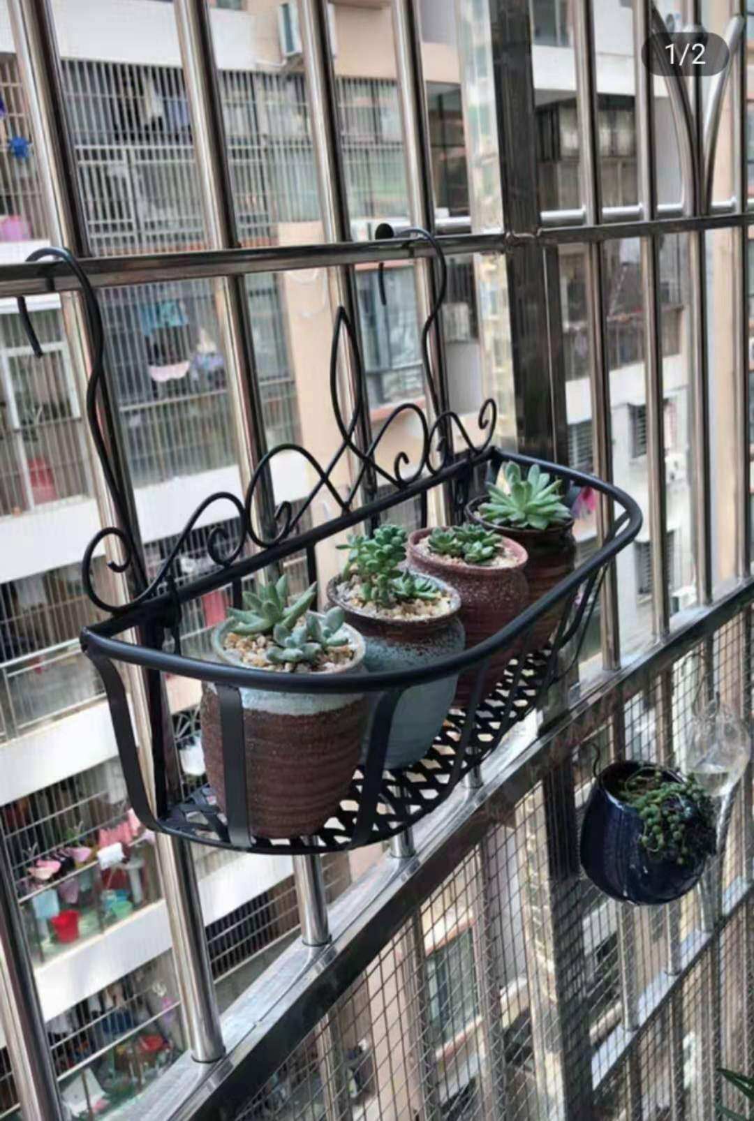 阳台挂钩花架壁挂花架铁艺悬挂式护栏栏杆花盆架多肉绿萝网红挂架