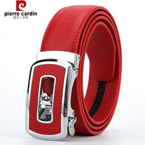 Pierre Cardin belt mens leather automatic Buckle brand belt cowhide this year red pants belt youth