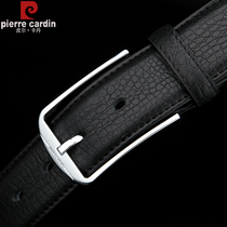 Pierre Cardin Belt Mens Youth leather pin buckle belt mens pure cowhide Korean version of middle-aged casual pants belt