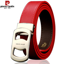 Pierre Cardin new ladies belt leather smooth buckle cowhide belt Korean version decorative belt fashion versatile