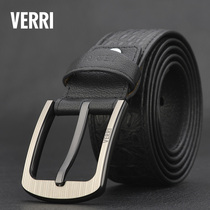 VERRI belt mens leather pin buckle mens head layer pure cowhide middle-aged wide belt business leisure youth belt