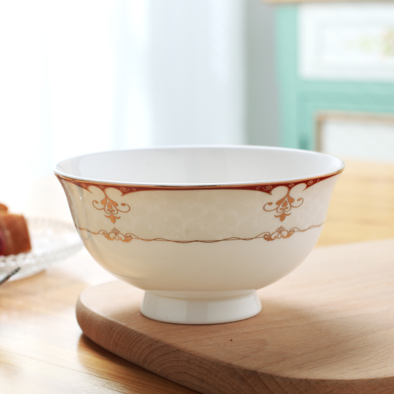 Jingdezhen ceramic bowl high against the small bowl of hot bowl of rice bowls 10 suit Chinese tableware bowls