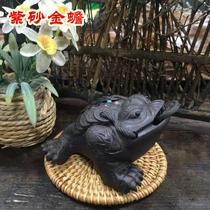 Purple Sand lucky Golden Toad creative tea pet three-legged Toad tea tray ornaments Handmade boutique tea play tea accessories Yixing