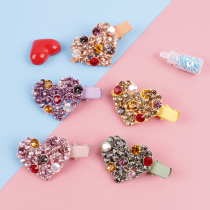 Miss Guo Korea rhinestone love edge clip hairclip net banghai clip top clip small duckbill clip female headwear hair accessories