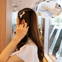 Zhao Liying the same bow duckbill clip Pearl Girl sweet retro edge clip Net red banghai clip hairpin headgear