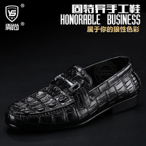 Crocodile leather shoes business casual mens shoes genuine leather round toe pulle low top shoes tide mens breathable single shoes mens leather shoes