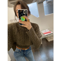 ADA MISS autumn and winter New Heart Machine fake two cloak pullover long sleeve half high collar wool short sweater female Black
