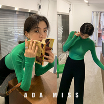 ADA MISS winter 2021 New bottoming strip seamless one full wool sweater womens tight slim sweater
