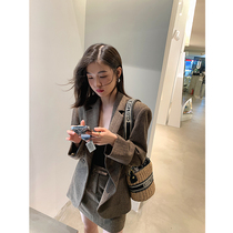 ADA MISS Autumn new high quality sharp goods temperament long loose waist wool suit jacket women