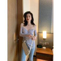 ADA MISS Spring and summer new|Show super fairy sexy slim slim mesh stitching knitted cardigan top