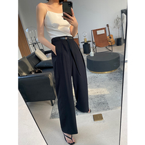 ADA MISS high waist all-in-one thin straight wide leg pants womens summer 2020 new black and white million yuan god pants pants
