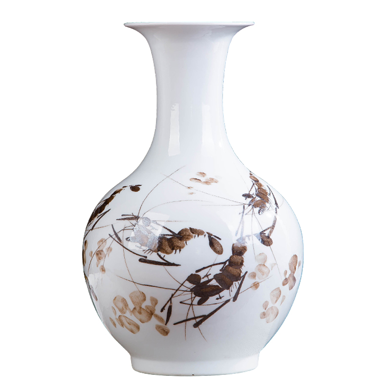 Jingdezhen ceramics hand - made shrimp boring vase wine porch home decoration sitting room TV ark, furnishing articles