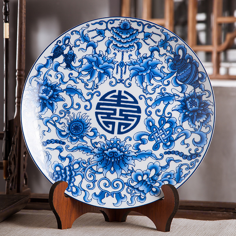 Jingdezhen ceramics furnishing articles hang dish Chinese handicraft wine stays home decoration decoration plate