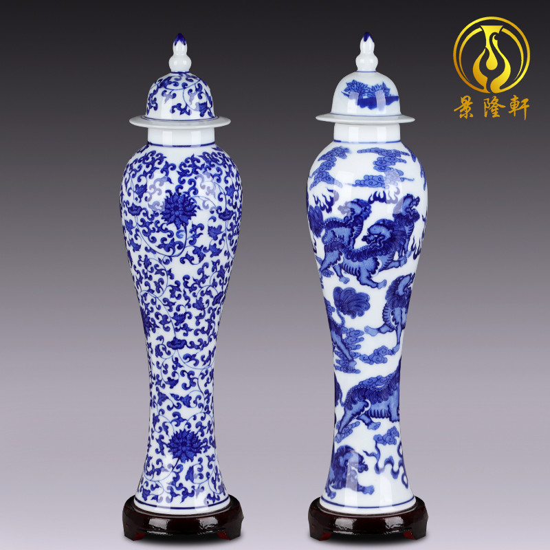 Jingdezhen blue and white porcelain vases, I and contracted decorative vase decoration ceramics handicraft furnishing articles in the living room