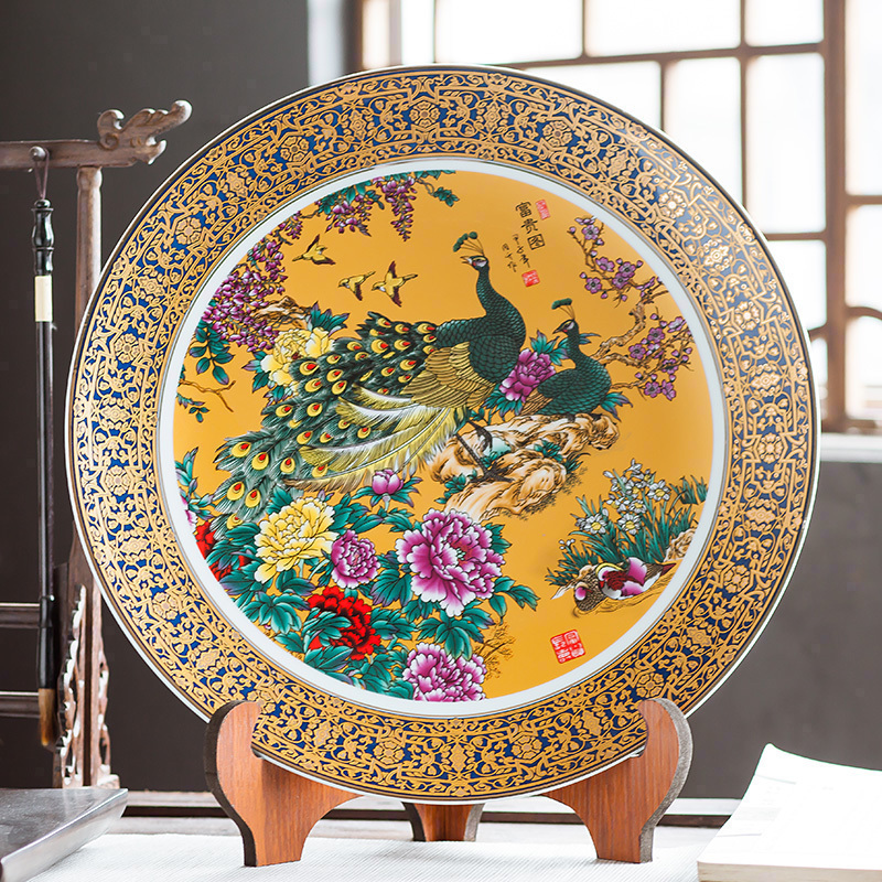 Jingdezhen ceramics furnishing articles household decorations hanging dish sitting room ark, large Chinese arts and crafts decorative plate