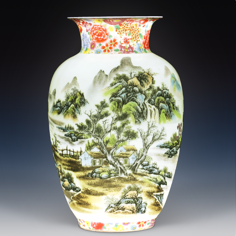 Jingdezhen ceramic vase furnishing articles sitting room flower arranging antique porcelain of new Chinese style household adornment large TV ark