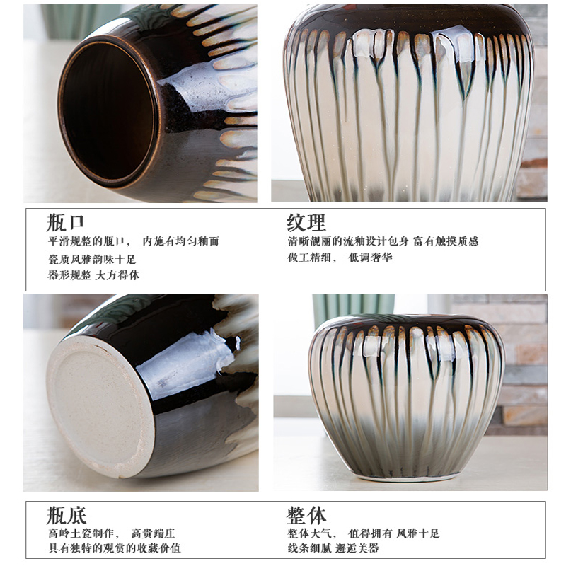 The Flow of jingdezhen ceramics glaze vase three - piece suit of new Chinese style living room furnishing articles wine handicraft decorative household items